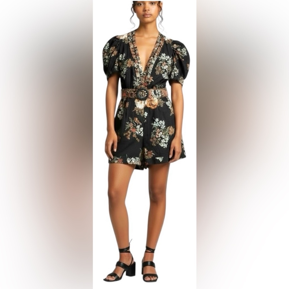 CAROLINE CONSTAS  New York
Black Floral Romper Size 8
NWT
